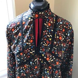 NY&C Cut-out Long Sleeve Floral Blouse